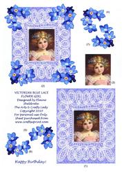 Victorian Blue Lace Flower Girl Step by Step Birthday Card