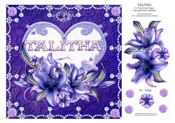 8 x 8 Lily Names a - Z - TALITHA Decoupage Card Topper