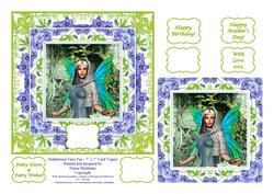 Delphinium Fairy Fae - 7" x 7" Card Topper with Decoupage