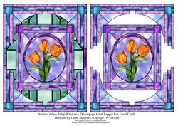 Stained Glass Tulip Window - Decoupage Card Topper