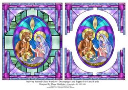 Nativity Stained Glass Window - Decoupage Card Topper