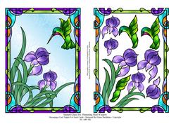 Stained Glass Iris Flowers & Humming Bird + Decoupage