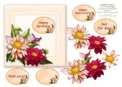Delightful Dahlias - 6" x 6" Card Topper + Decoupage & Greet