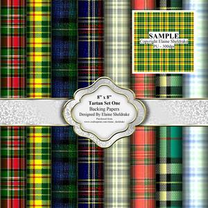 8" x 8" Faux Tartan Paper - Set One - Backing Papers