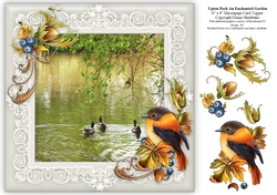 Upton Park (2) An Enchanted Garden 8 x 8 Floral Decoupage Card Sheet