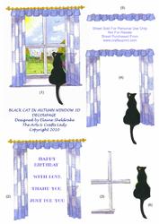 Black Cat in the Autumn Window 3D Decoupage Step by Step