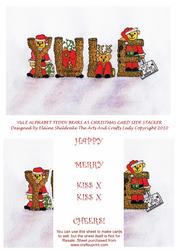 Yule Funny Alphabet Teddy Bears - A5 Side Stacker Xmas Card