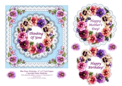Blue Pansy & Lace Perfection - 6 x 6 Decoupage Topper