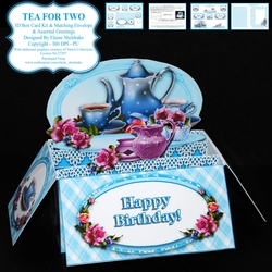 Tea For Two - 3D Box Card Kit & Matching Envelope - PU 300 dpi
