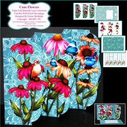 Cone Flowers Butterfly Lace 3 Fold Concertina Kit, Assorted Greetings, Decoupage, Envelope