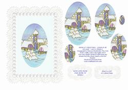 Snow at Christmas -village Church Scene - Lace and Pearls