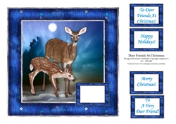 Deer Friends At Christmas - Square Card Topper With Assorted Greetings
