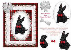 Black Scottie Dog Red Tartan Lace & Pearls Christmas New Yea