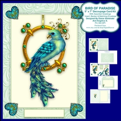 Bird Of Paradise - 5 x 7 Decoupage Card Kit With Insert, Assorted Greetings, Backer & Matching Envelope