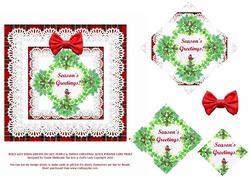 Holly & Ivy Robin Wreath Red Tartan Pearls & Lace Quick Card