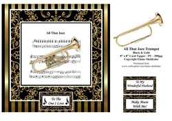 All That Jazz Trumpet Music Sheet - 8 x 8 Card Topper - PU 300dpi