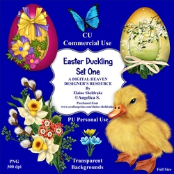 Easter Duckling - Set One - CU Designer Resource For Commercial Use, Personal Use, Card Making, Scrapbooking etc. - Full Size - PNG