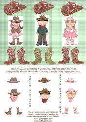 Line Dancing Cowboys & Cowgirls Step by Step A5 Card