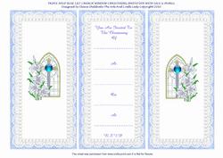 Triple Fold Lily Church Window Blue Christening Invitation