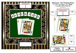 Blackjack - The Winning Hand - 8 x 8 Fun Card Topper With Decoupage - Male or Female