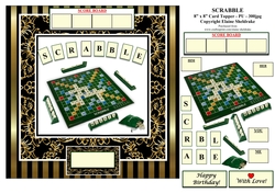Scrabble Word Game - 8 x 8 Fun Card Topper With Decoupage - Male or Female