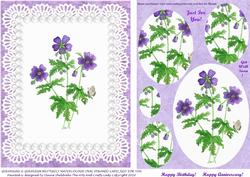 Geraniums & Geranium Butterfly Lace & Pearls Watercolour