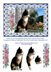 Katy Cat in the Window with Roses Step by Step Card Birthday