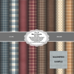 Mens Check Faux Fabrics Set One 12 x 12 Backing Papers for Cardmaking, Scrapbooking & Paper Crafts
