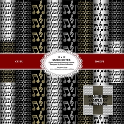 Music Notes 12 x 12 Backing Papers For Card Making, Scrapbooking & Paper Crafts