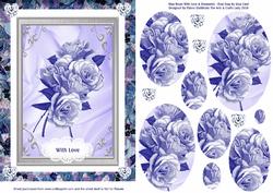 Blue Roses with Love & Diamonds Oval Step by Step Card