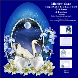 Midnight Swans Easter Egg - Shaped Cut And Fold Card Kit With Insert & Matching Envelope