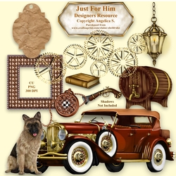 Just For Him A Designers Resource With Vintage Car CU PNG 300 DPI