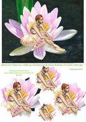 Ballerina Sitting in a Watercolour Water Lily