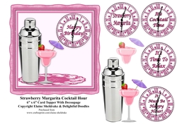 Strawberry Margarita Cocktail Hour 6 x 6 Topper + Decoupage