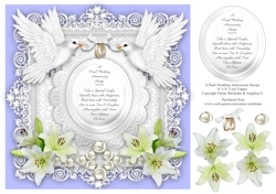 Pearl Wedding Anniversary 8 x 8 Card Topper With Decoupage Lilies