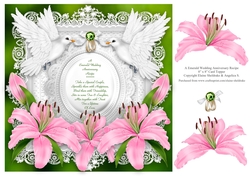 Emerald Wedding Anniversary 8 x 8 Floral Pink Lily Decoupage Topper