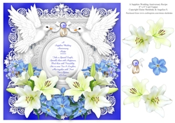 Sapphire Wedding Anniversary 8 x 8 Floral Lily & Forget Me Nots Decoupage Card Topper