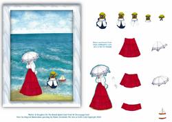 Mother & Daughter on the Beach Decoupage or Quick Card Front
