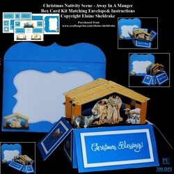 Away In A Manger Christmas Nativity Scene Box Card Kit & Matching Envelope
