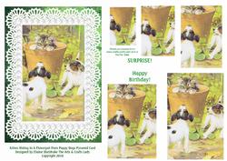 Kitten Hiding from Puppy Dogs A5 Pyramid Card