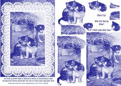 Kittens & Puppy Dog a Friend in Need A5 Decoupage Card