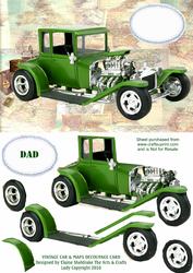 Vintage Car & Maps Decoupage Card Father's Day / Birthday