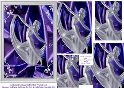 Art Deco Silver Lady on Blue Silk Pyramid A5 Card