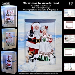 Christmas In Wonderland 3D Pop Out Concertina Scenic Box Card Kit & Matching Envelope