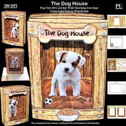The Dog House  3D Pop Out Concertina Box Card Kit With Matching Envelope