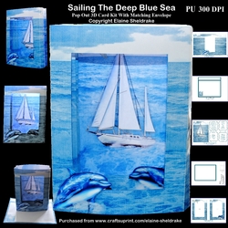 Sailing The Deep Blue Sea 3D Pop Out Concertina Scenic Box Card Kit With Matching Envelope