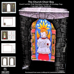 The Church Choir Boy 3D Pop Out Concertina Box Card Kit With Matching Envelope