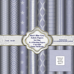 Mens Blue Grey Faux Fabric Assorted 8 x 8 Backing Paper Set Three