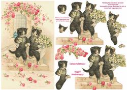 Wedding Day Cats - Bride & Groom - Decoupage Card