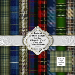 Tartans Set One 8 x 8 Backing Papers For Cards, Scrapbook Pages & Paper Crafts